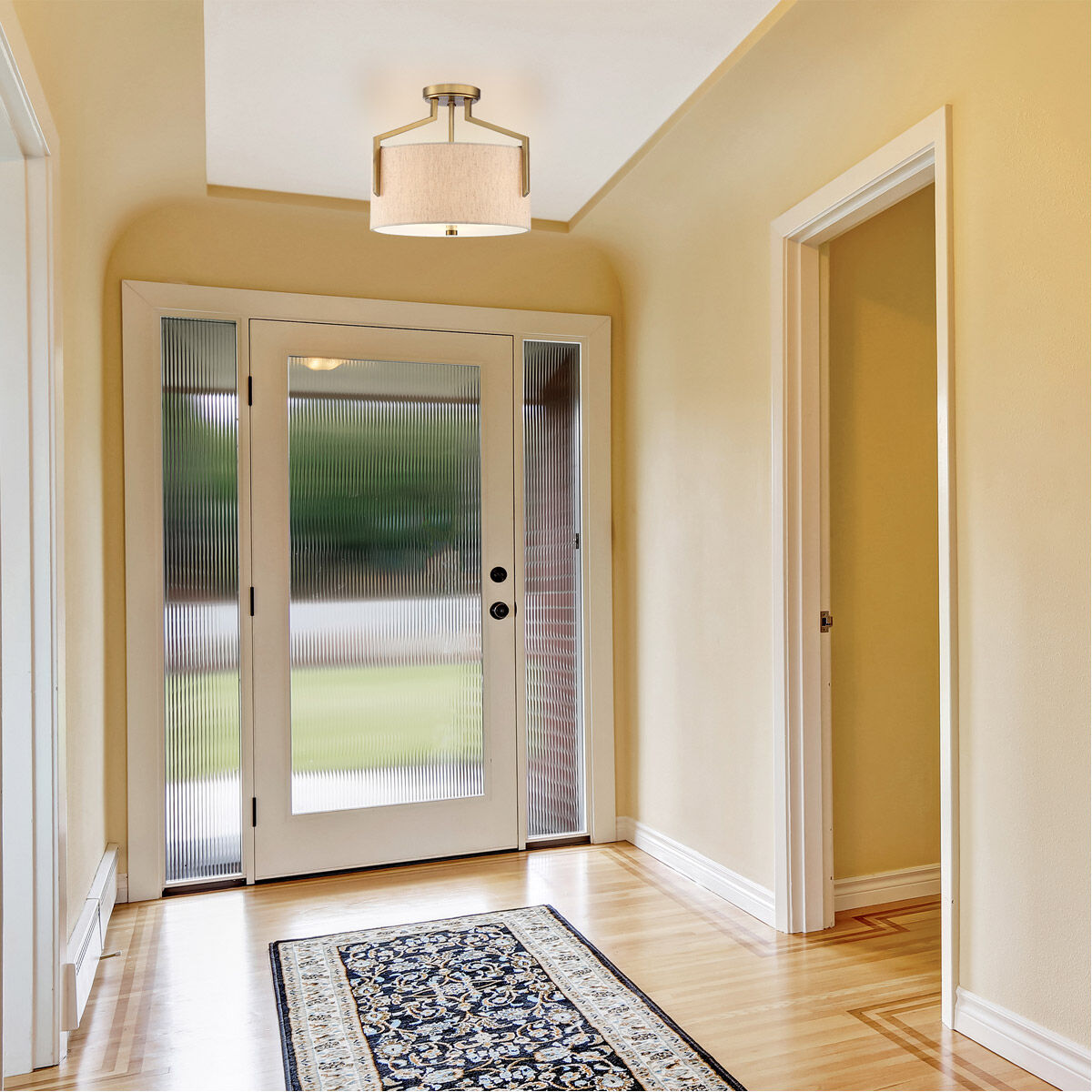 Elara 3 Light 15 inch Brushed Gold Semi-Flush Ceiling Light